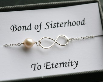 Sisterhood infinity love bracelet,personalized infinity jewelry,sisters for infintiy,Mother of groom,Custom birthstone,custom thank you card