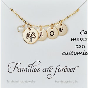 Gold Filled Family Tree Necklace,Custom font monogram,initial pearl necklace,Mother jewelry,Birthday,Mother's day gift,Anniversary gift