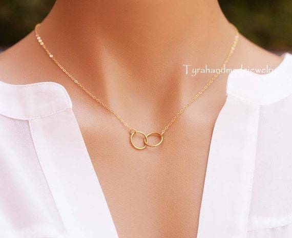 Yellow Gold & Diamond Double-Circle Necklace | Mauk Jewelers
