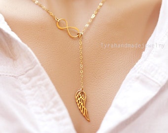 Collana ala dell'angelo dell'infinity d'argento o oro,Collana delicata dell'ala d'argento di Sterling, collana di ala di memoria, regali da dama,