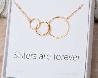 Personalized interlocked circle necklace,Karma circle,Eternity friendship,Mother Daughter gift,sisters forever,best friend gift,bridesmaid