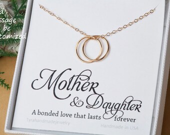 Mother daughter love necklace,Eternity karma circle,Gift For Mom,To Mom From Daughter,Mother Necklace,sisterhood necklace with note card