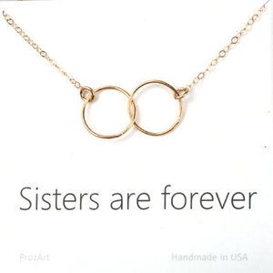 Collar de encanto de karma, collar de círculo de hermanas, plata, oro rosa, tarjeta de nota personalizada, mejor regalo de amigo, regalo de la hermana en la ley, regalo de la dama de honor, regalo de la dama de honor