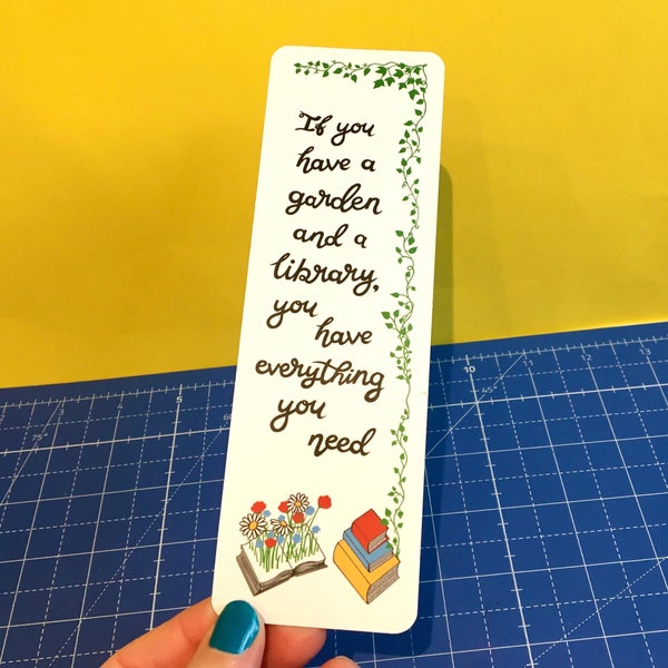 Bookmark For Booklovers, Librarians & Bookworms, Gardener Gift, Bibliophile Gift, Cicero Quote, Literary Quote, Literary Gift, Reading Gift