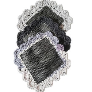 Jar / Bottle Non-Slip Opener - Set of 3 - Crochet Trimmed - Shades of Gray