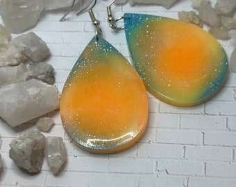 Handmade Glow in the Dark Multicolor Teardrop Resin Earrings