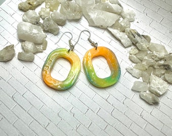 Rainbow Sherbet Glow in the Dark Handmade Resin Earrings