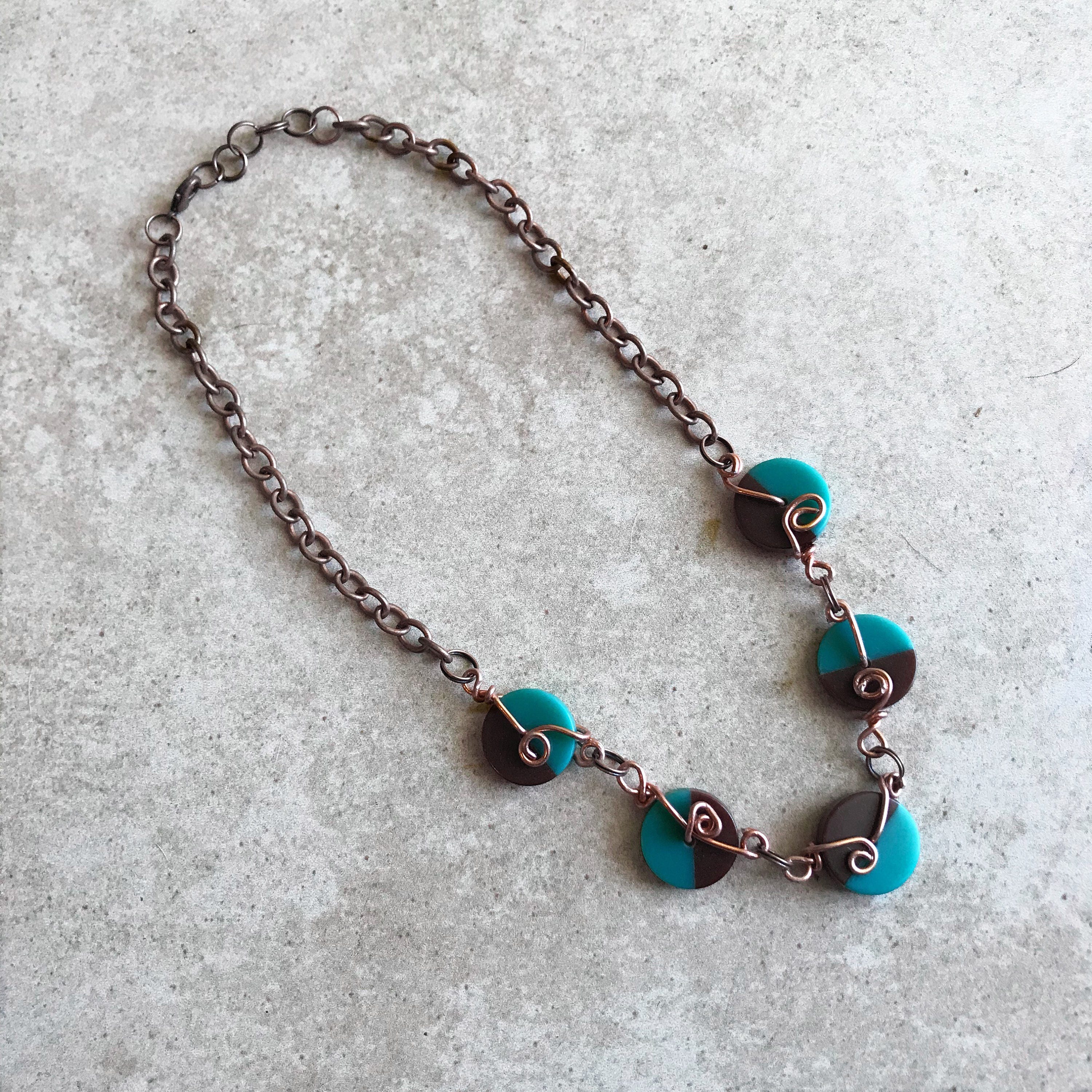 Wire Wrapped Necklace and Earring Set With Teal and Blue Beads ...