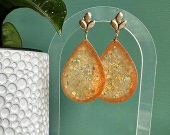 Lightweight Handmade Teardrop Resin Earrings | Colorful Handmade Earrings | Multicolor Earrings | Glitter Resin Earrings