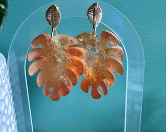 Handmade Monstera Earrings | Plant Leaf Earrings | Dangle Stud Earrings | Monstera Leaf