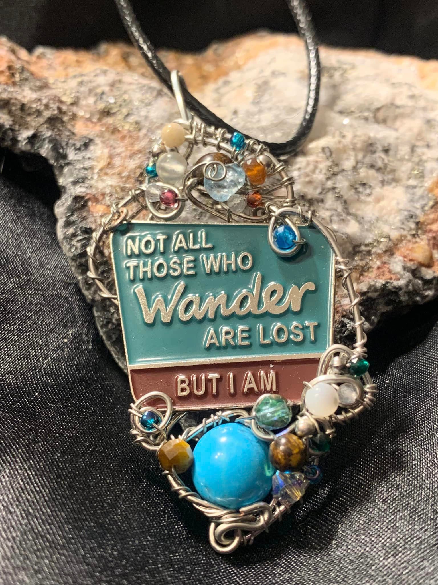 アクセサリー souvenir and boredom No.031 Necklace Not All Those Who Wander Are Lost but I Am Funny Pendant With
