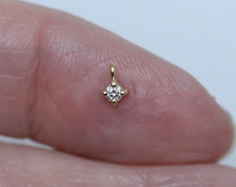 14K Gold Seriously Tiny Diamond Dangle Charm