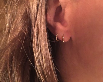 Seriously Tiny 14K Solid Gold Huggies Hoop Earrings