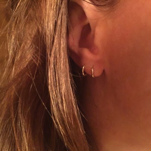 Seriously Tiny 14K Solid Gold Huggies Hoop Earrings image 2