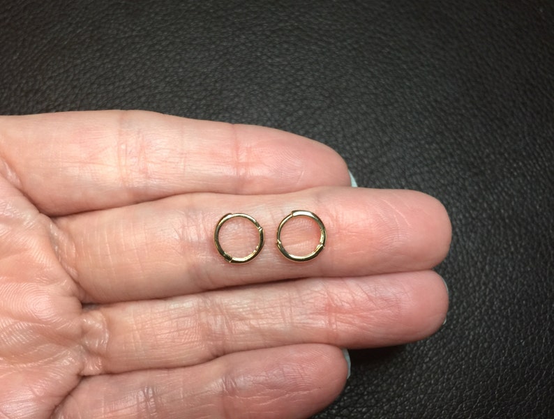 Seriously Tiny 14K Solid Gold Huggies Hoop Earrings / Yellow - Etsy