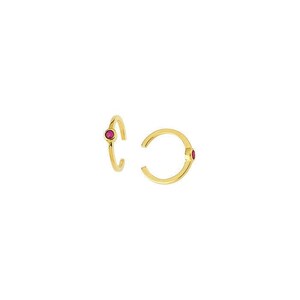 Single 14K Gold Diamond Ear Cuff Earring, Ruby, Emerald