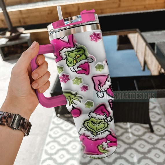 Pink Grinch Stanley 40oz Tumbler Grinchmas Quencher With Handle - The best  gifts are made with Love