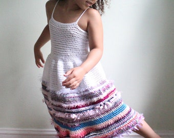 CHILDRENS Trinket Dress Crochet PDF Pattern DIY Child Bohemian Tank Top Party Dress Stripes Fun Yarn Art Yarn Birthday Whimsical Unicorn