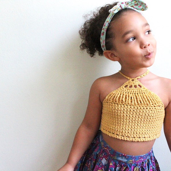 CHILDRENS Starbeam Crop Top PDF Crochet Pattern Easy Children Girls Crop Top Pattern Boho Indie Folk Brand Rep Hippie Halter Cropped Top DIY