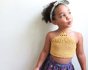 CHILDRENS Starbeam Crop Top PDF Crochet Pattern Easy Children Girls Crop Top Pattern Boho Indie Folk Brand Rep Hippie Halter Cropped Top DIY