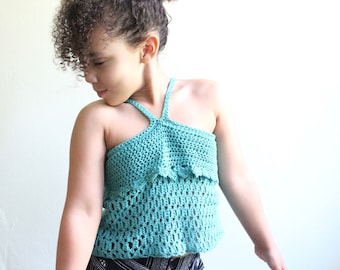 CHILDRENS Fae Tank Top Crochet PDF Pattern DIY Crocheted Shirt Bohemian Festival Beach Brand Repping Kids Birthday Boho Photoshoot