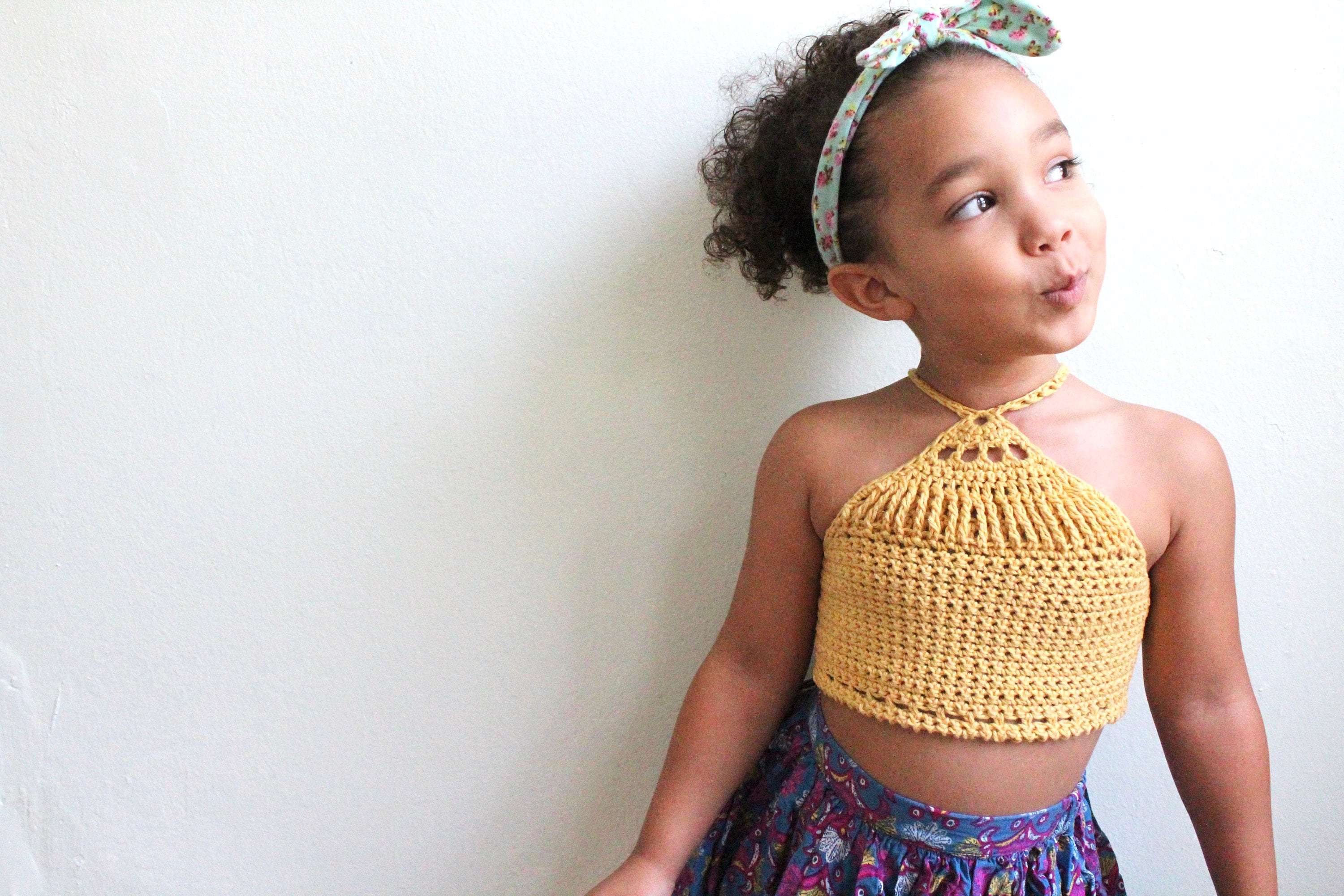 CHILDRENS Starbeam Crop Top PDF Crochet Pattern Easy Children Girls Crop Top  Pattern Boho Indie Folk Brand Rep Hippie Halter Cropped Top DIY 