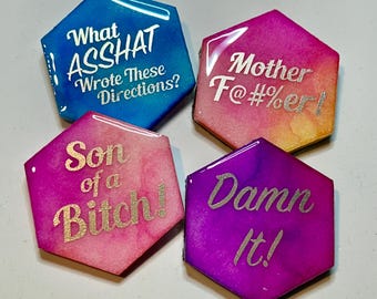 Large - "Profanity" Themed Marble Sewing Pattern Weights (Set of 4 Large)