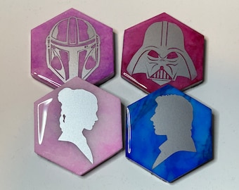 Space War Themed Marble Tile Sewing Pattern Weights (Set of 4)