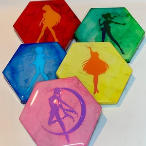 Sailor Scout Themed Marble Tile Sewing Pattern Weights Set of 5 image 3