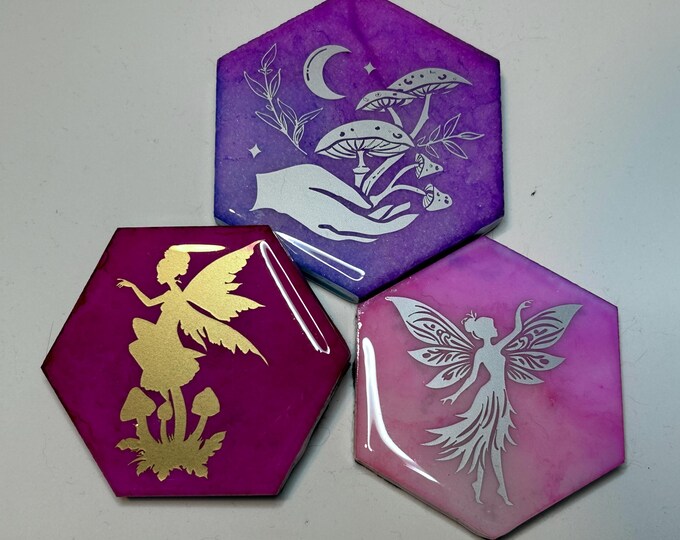Fairy and Mushroom Themed Marble Tile Sewing Pattern Weights (set of 3 ...