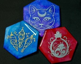 Magical Themed Marble Tile Sewing Pattern Weights (Set of 3)