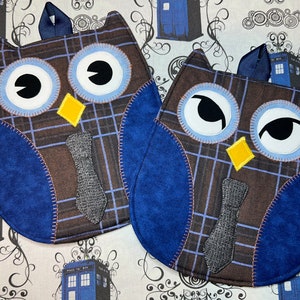 Two Doctor Who Owl Hot Pads Your Choice 14th Doctor