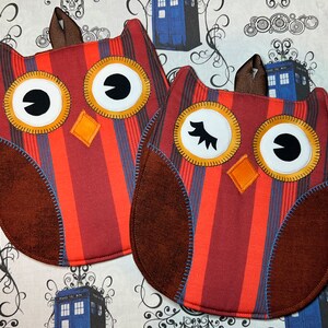 Two Doctor Who Owl Hot Pads Your Choice 15th Doctor