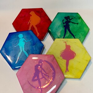 Sailor Scout Themed Marble Tile Sewing Pattern Weights Set of 5 image 2