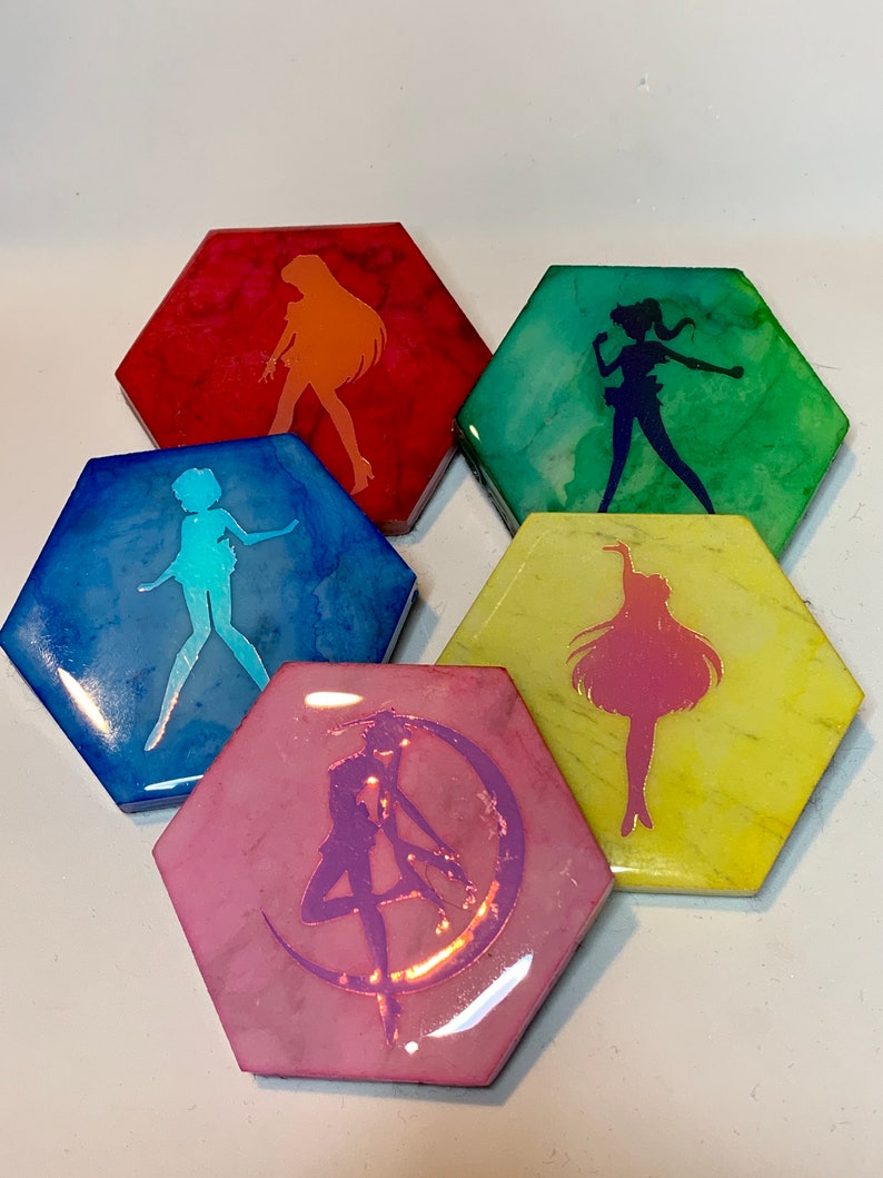 Sailor Scout Themed Marble Tile Sewing Pattern Weights Set of 5 image 2