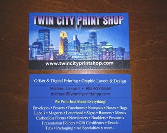 Custom Business Cards - 1,000 Printed Full Color, 2-sides on heavy white gloss card stock