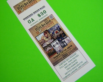 Custom Printed Tickets - 1,000 Full Color - for Events, Concerts, Drinks, Weddings, Parties, Theatre - 2.75" x 8.5"