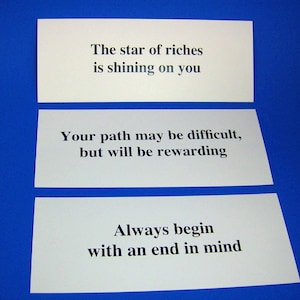 Fortune Cookie Large Prints, Set of 20 - Art Decor for Home / Office Wall - Hanging Wisdom Cards