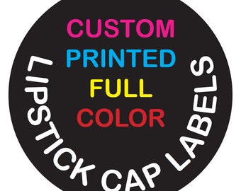 3,000 printed lipstick cap labels (50 each of 60 designs), 1/2" round, black ink or full color, on white gloss paper material, sheets