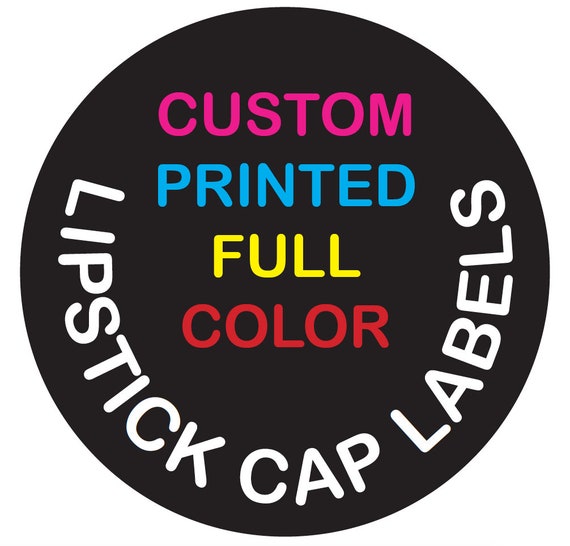 3,000 printed lipstick cap labels (50 each of 60 designs), 1/2" round, black ink or full color, on white gloss paper material, sheets