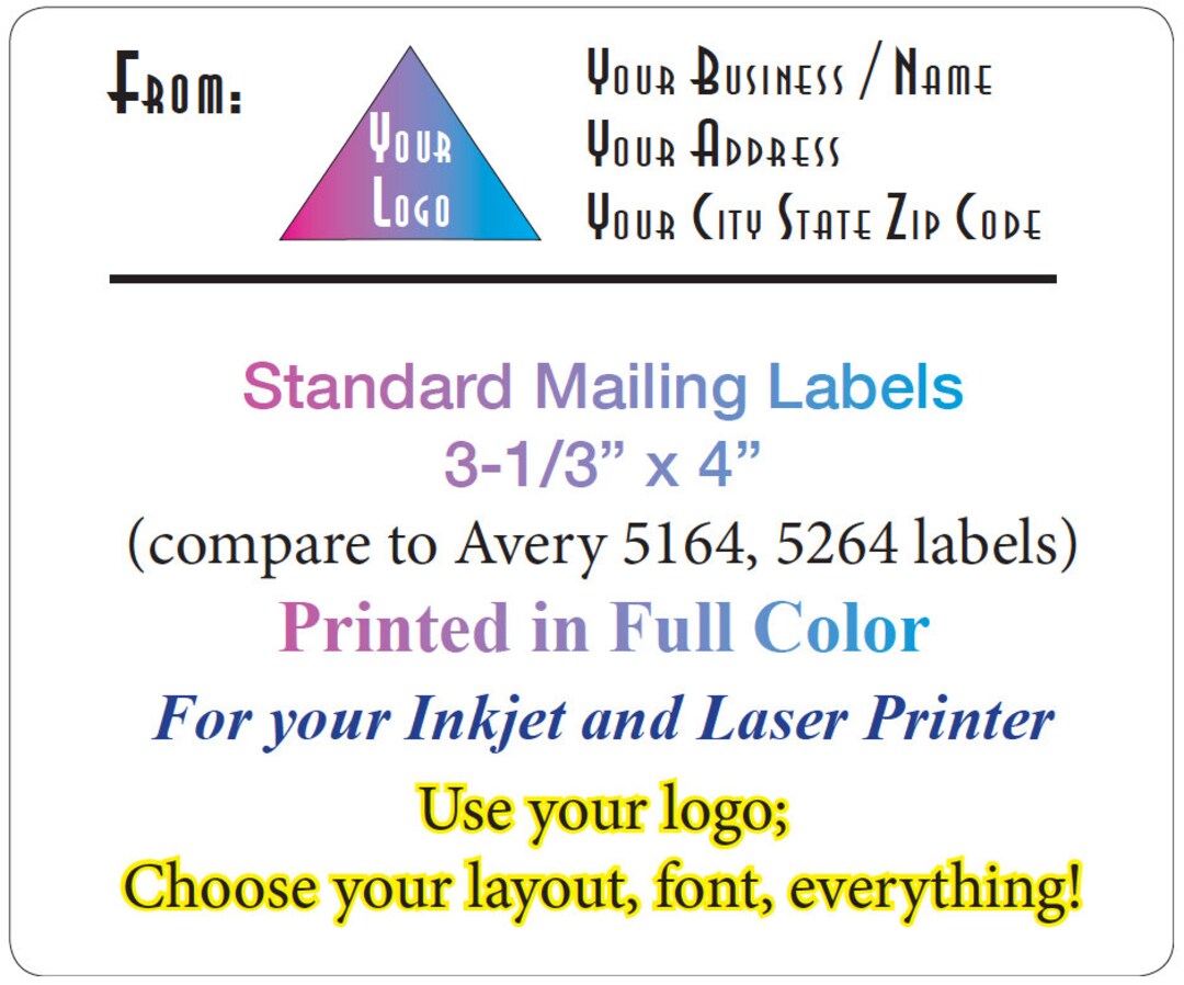 600 Custom Mailing & Shipping Labels 3-1/3 X 4 Printed - Etsy