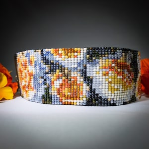 Beaded Roses - Yellow & Orange Woven Bracelet