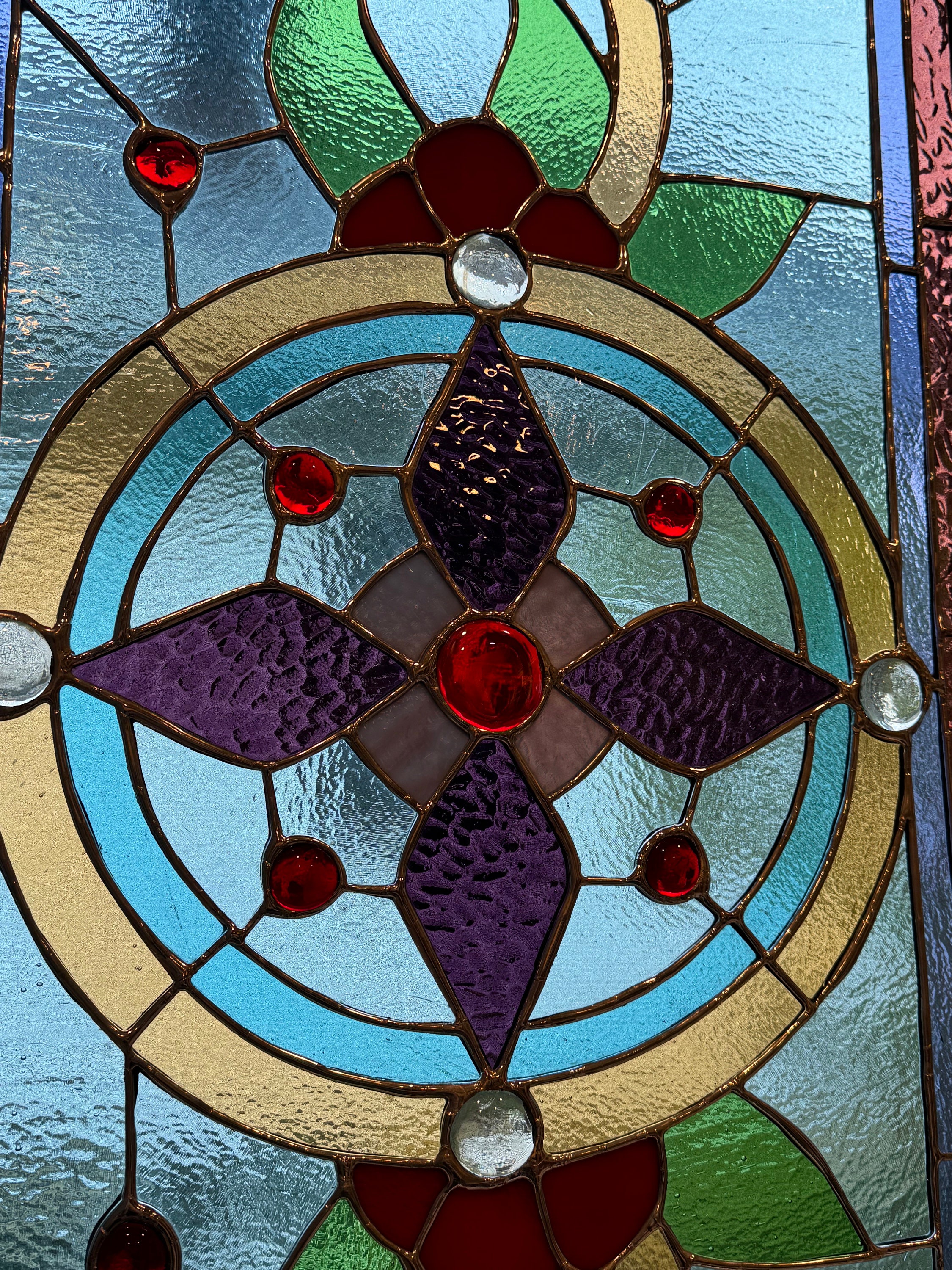 Victorian Re-creation, Large Tiffany Stained Glass Rectangle Panel