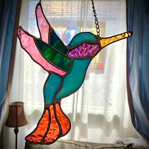 Stained Glass Hummingbird Suncatcher