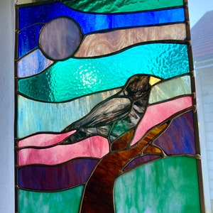 Edgar Allen Crow - Stained Glass Panel