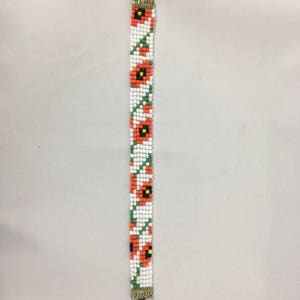 Poppy Flower Handmade Bracelet *BEAD LOOM* Woven, Customizable Size & Colors, Personalized FREE!