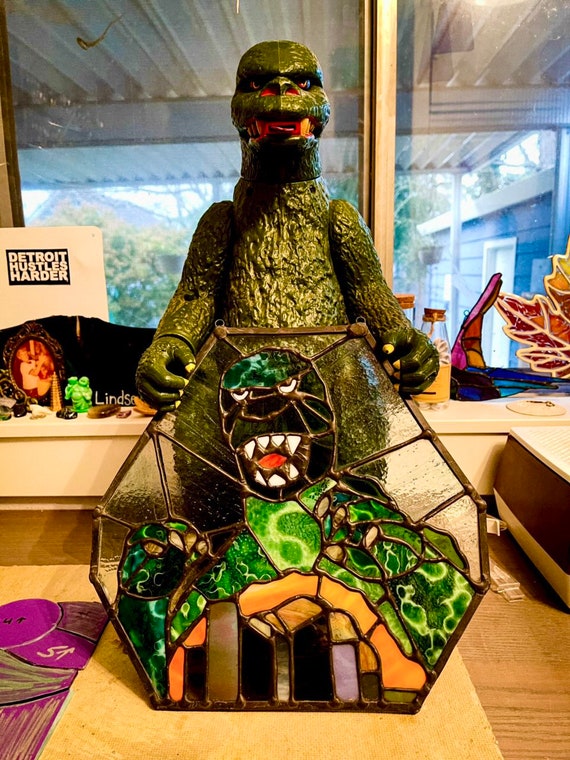 Godzilla Stained Glass Panel, Creature Feature, Monsters - Etsy