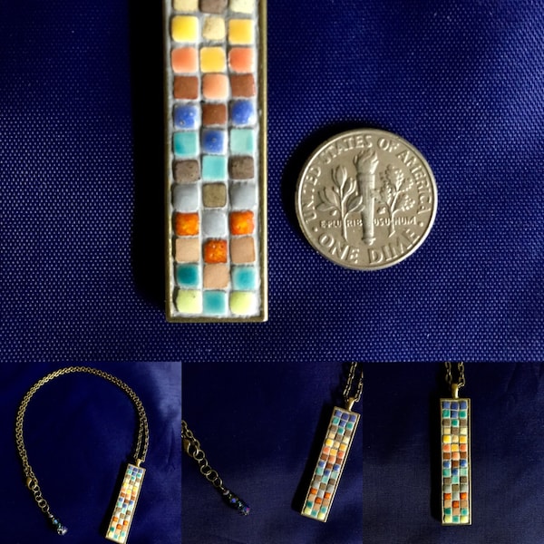 Micro Mosaic Necklace - Handset Moroccan Ceramic Tiles - Handcrafted Necklace & Closure