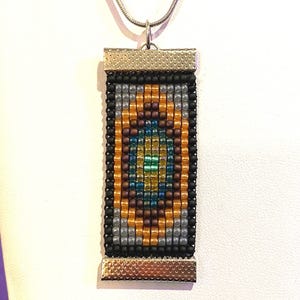 Loom Woven Pendant Necklace, Hand Beaded Pendant Necklace