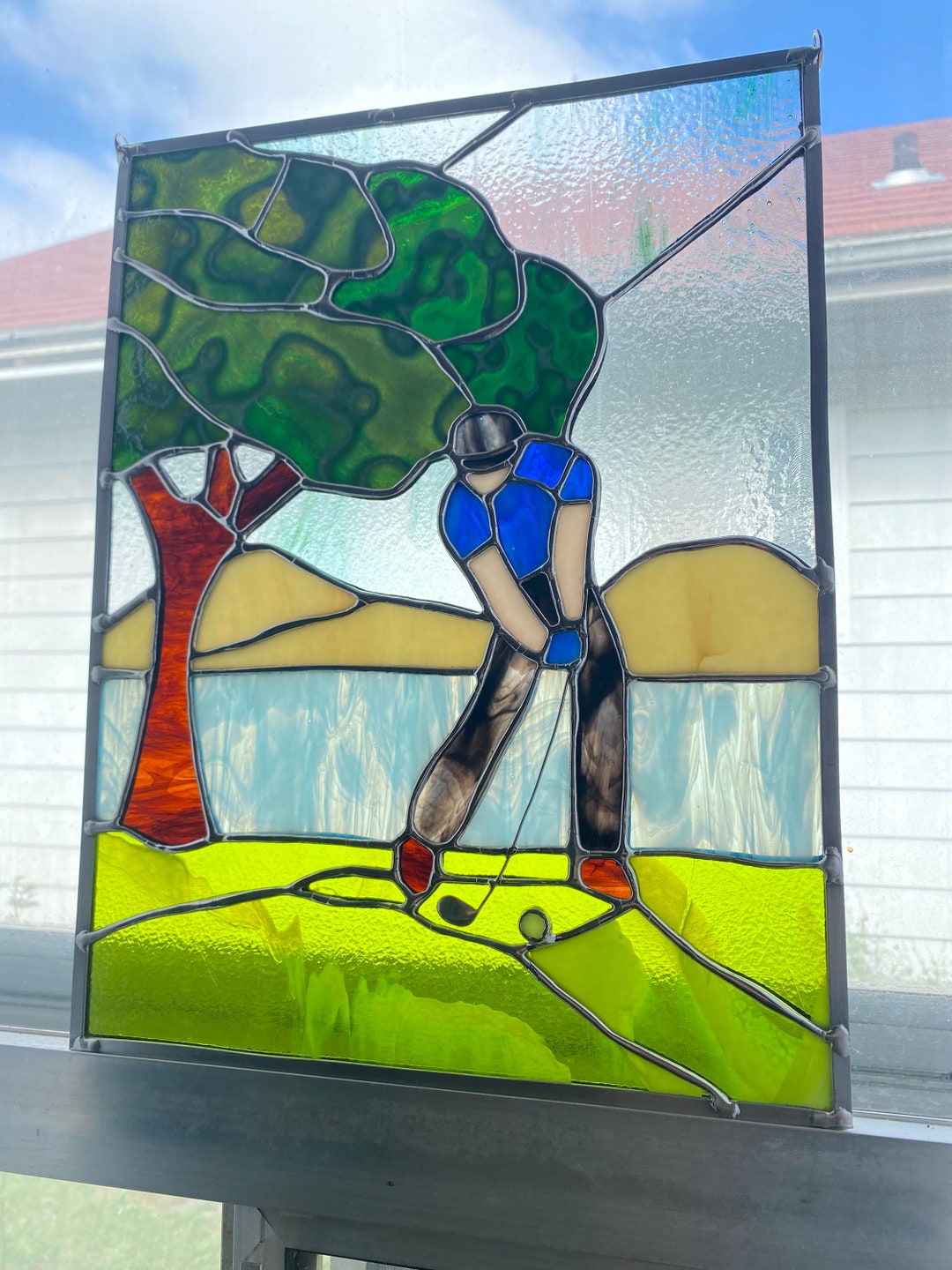 Golfers Paradise Stained Glass Panel Etsy